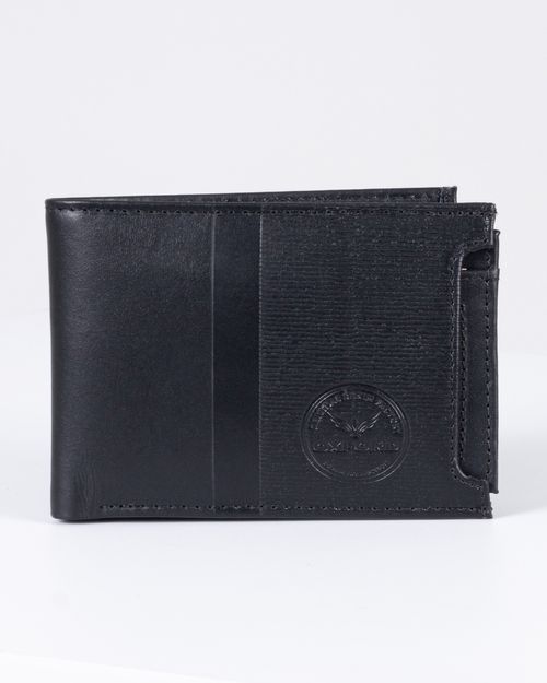 Billetera negra en cuero para hombre