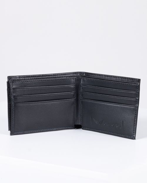Billetera negra en cuero para hombre