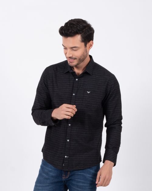 Camisa de rayas  negras manga larga para hombre