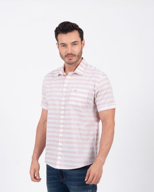 Camisa de rayas arena-blanca para hombre