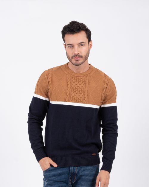 Sweater cafe-azul para hombre