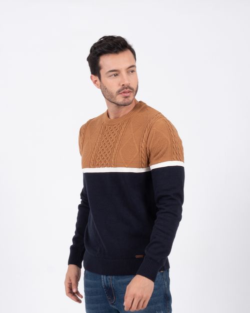 Sweater cafe-azul para hombre