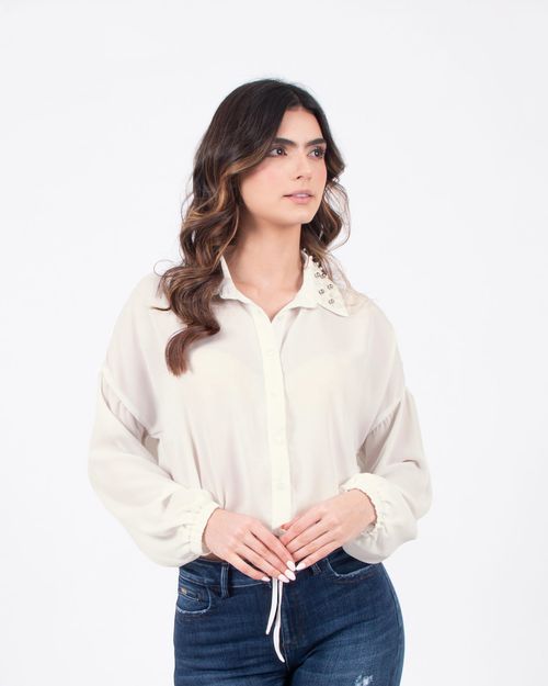 Camisa ivory manga larga para mujer