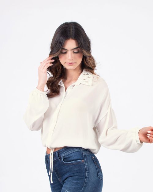 Camisa ivory manga larga para mujer