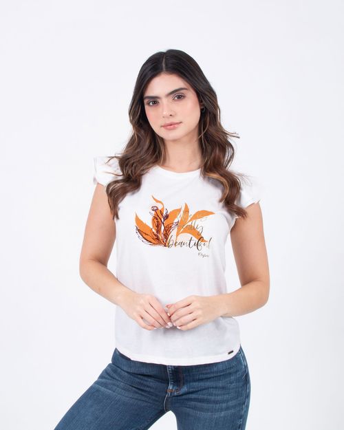 Camiseta ivory estampado frontal para mujer