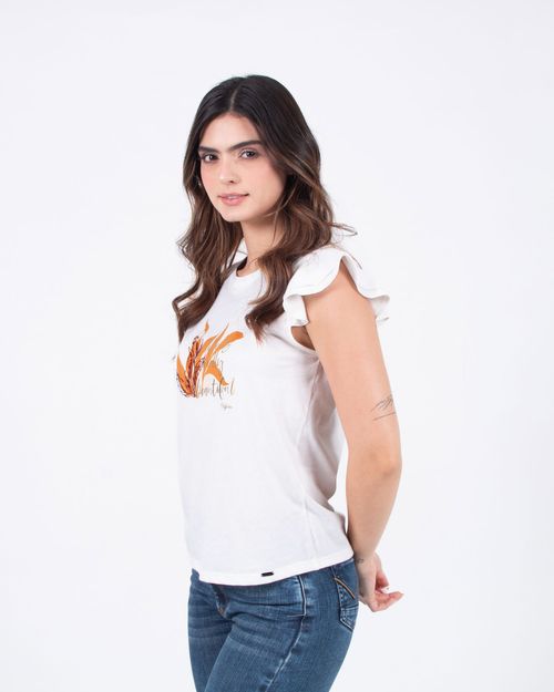 Camiseta ivory estampado frontal para mujer