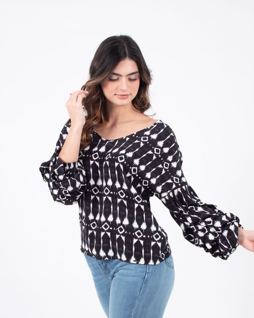 Blusa azul estampada para mujer