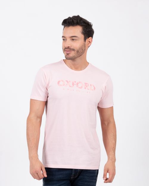 Camiseta rosada estampado frontal para hombre