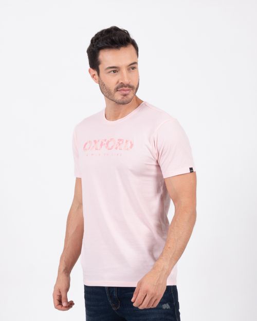 Camiseta rosada estampado frontal para hombre