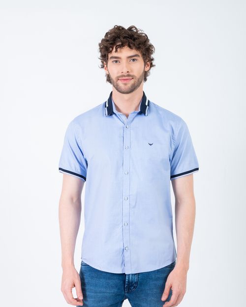 Camisa azul manga corta para hombre