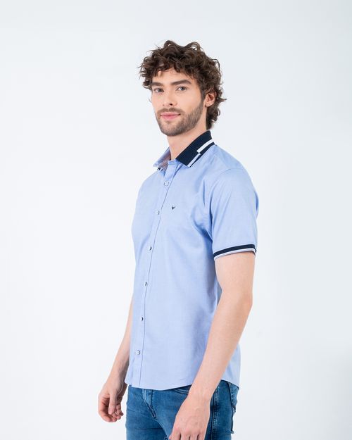 Camisa azul manga corta para hombre