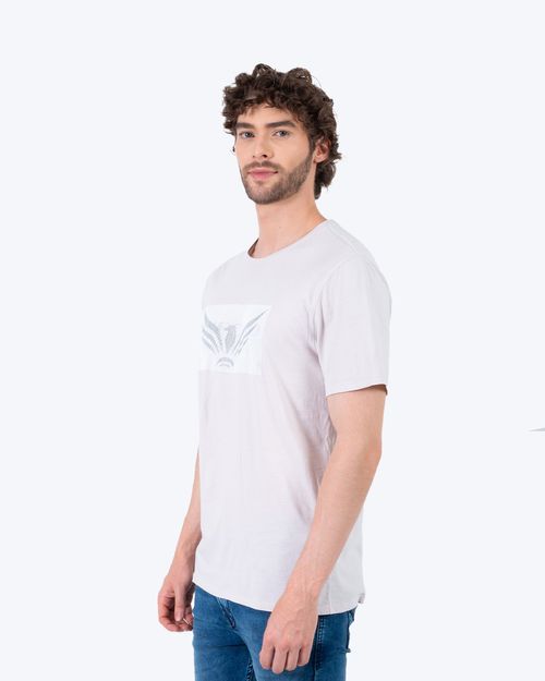 Camiseta arena estampado frontal para hombre
