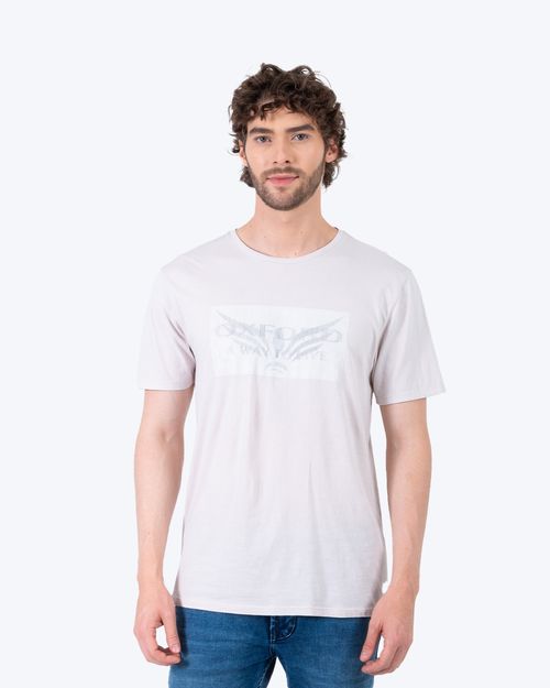 Camiseta arena estampado frontal para hombre