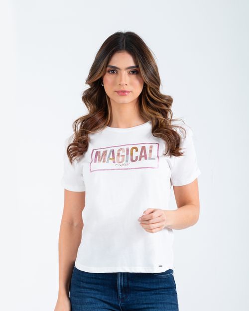 Camiseta ivory estampado frontal para mujer