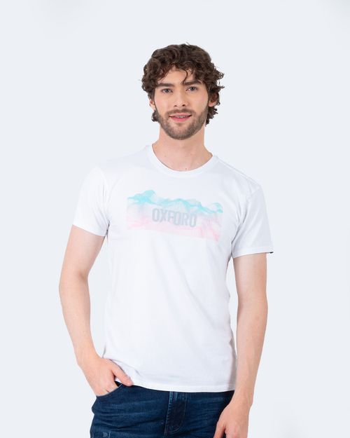 Camiseta blanca estampado frontal para hombre
