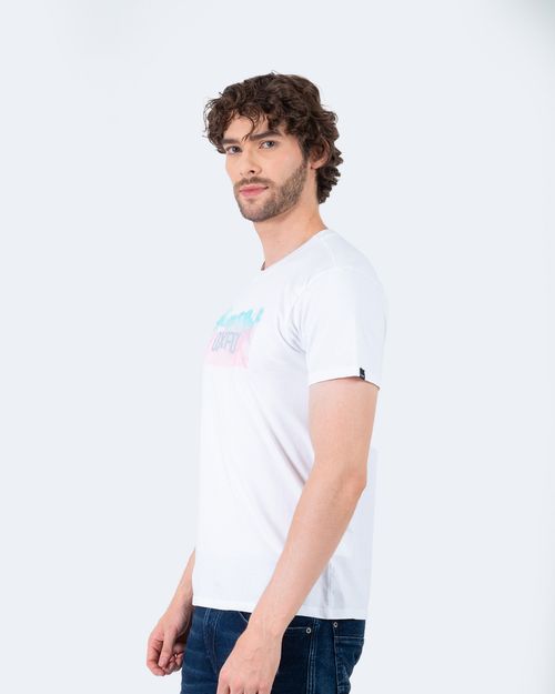 Camiseta blanca estampado frontal para hombre