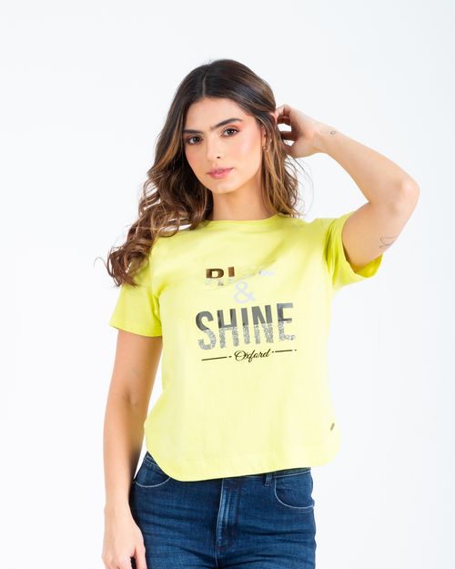 Camiseta verde estampado frontal para mujer