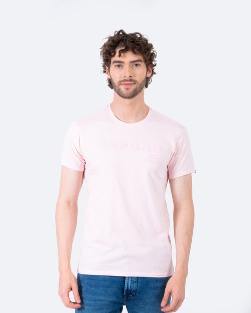 Camiseta rosada estampado frontal para hombre