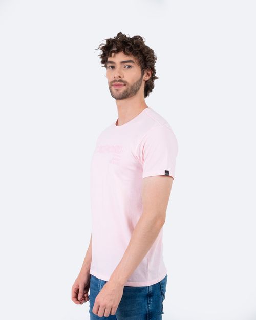 Camiseta rosada estampado frontal para hombre