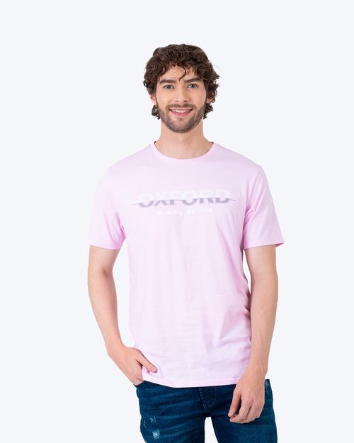 Camiseta rosada estampado frontal para hombre