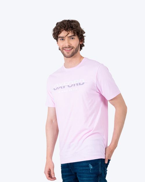 Camiseta rosada estampado frontal para hombre