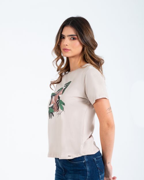 Camiseta cafe estampado frontal para mujer