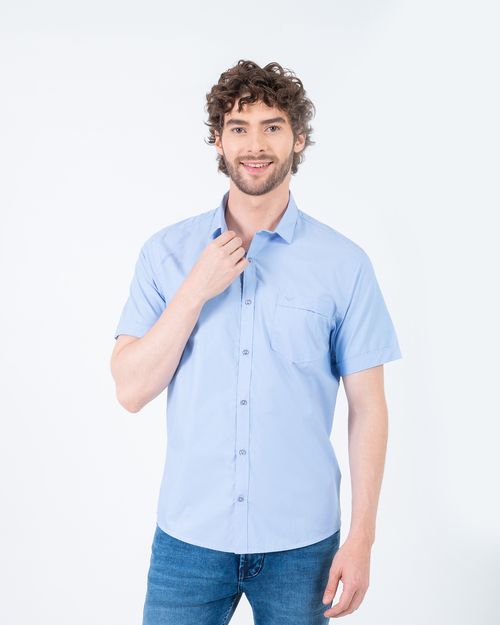 Camisa azul manga corta para hombre