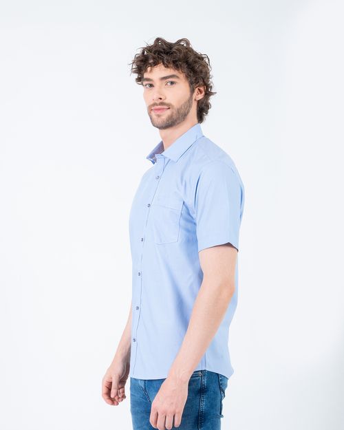 Camisa azul manga corta para hombre