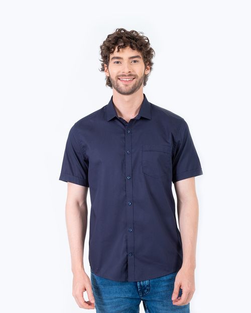 Camisa azul manga corta para hombre