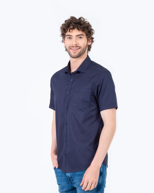 Camisa azul manga corta para hombre