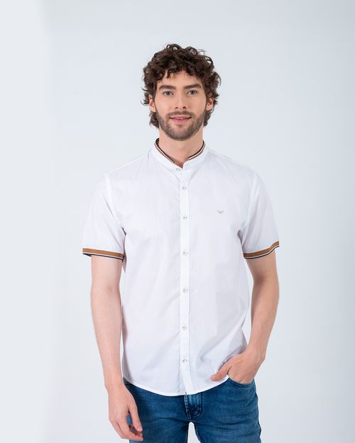 Camisa blanca manga corta para hombre