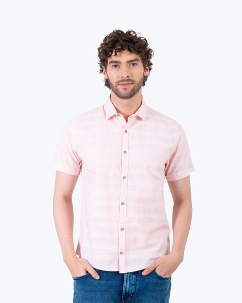 Camisa rosada manga corta para hombre