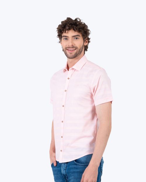 Camisa rosada manga corta para hombre
