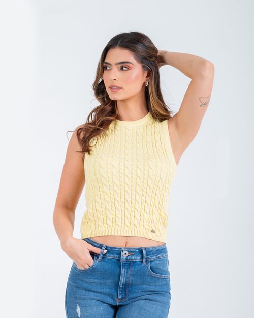 Blusa amarilla tejida para mujer
