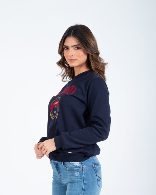 Buzo azul estampado frontal para mujer