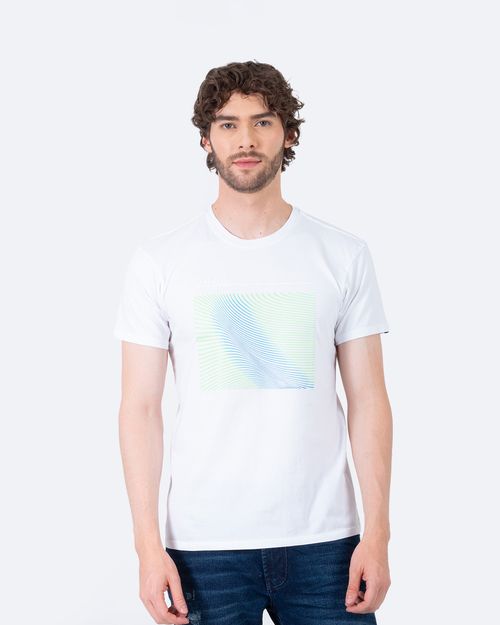 Camiseta blanca estampado frontal para hombre