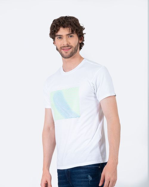 Camiseta blanca estampado frontal para hombre