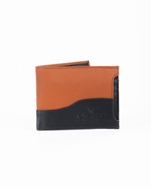 Billetera miel-negra en cuero para hombre