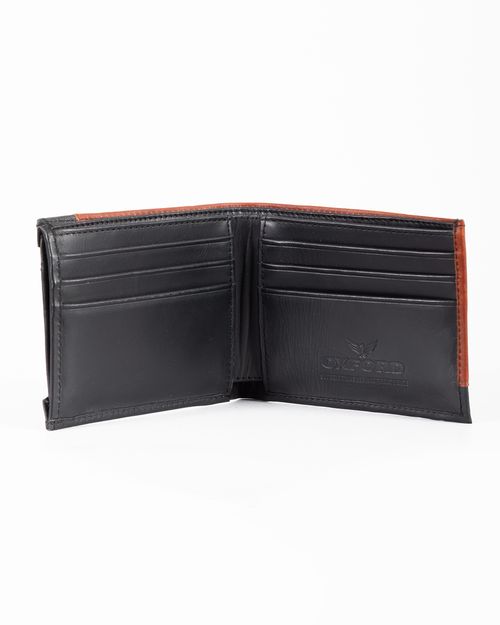 Billetera miel-negra en cuero para hombre