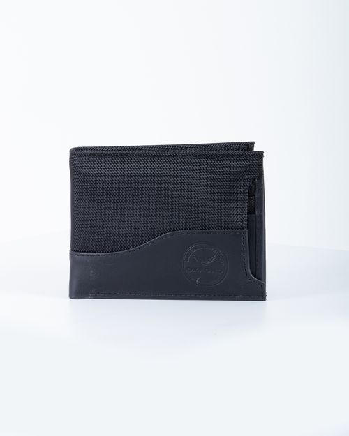 Billetera negra en cuero-textil para hombre