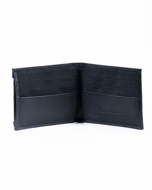 Billetera azul en cuero-textil para hombre