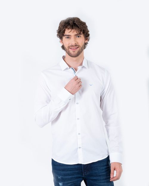Camisa blanca manga larga para hombre
