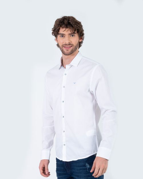Camisa blanca manga larga para hombre