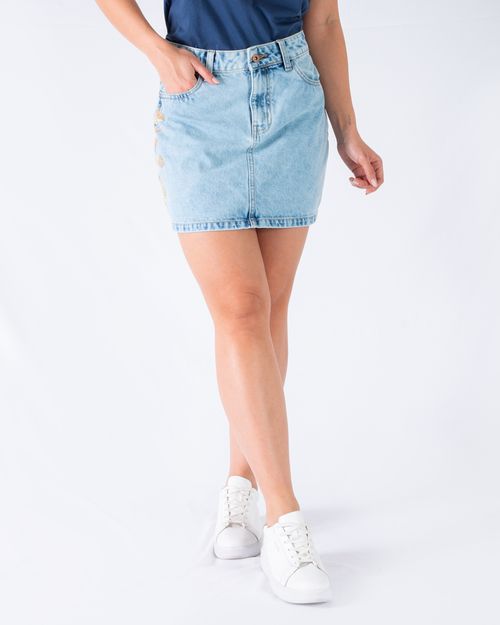 Falda denim tono claro para mujer