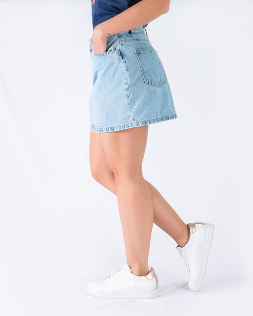 Falda denim tono claro para mujer