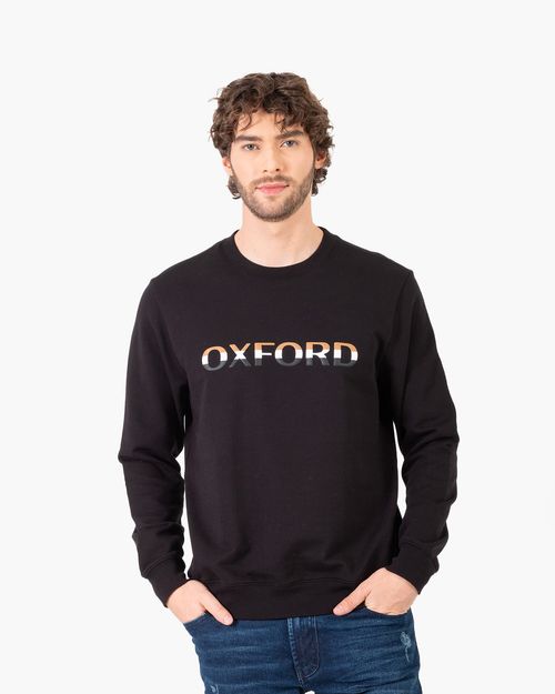 Buzo negro estampado frontal para hombre
