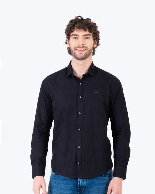 Camisa negra manga larga para hombre