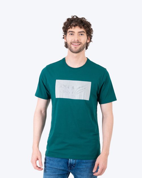 Camiseta verde estampado frontal para hombre