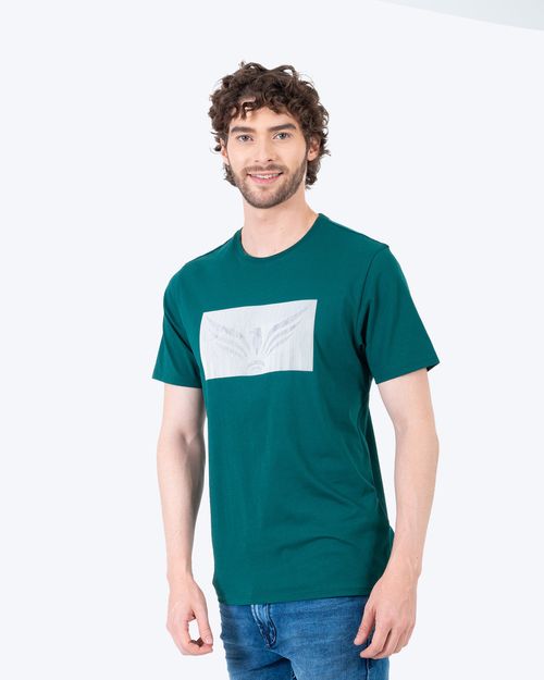 Camiseta verde estampado frontal para hombre