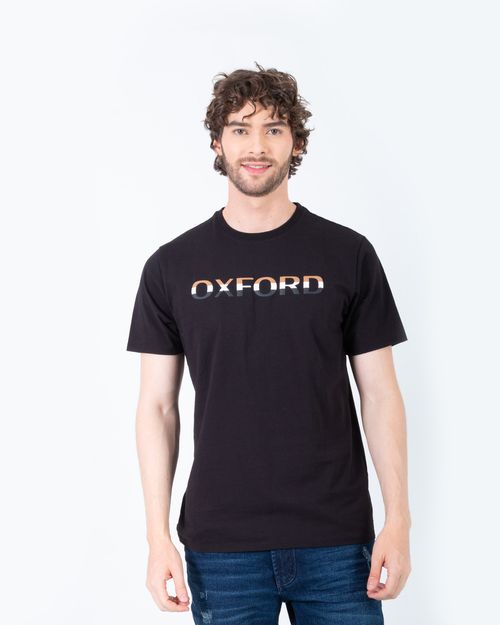 Camiseta negra estampado frontal para hombre